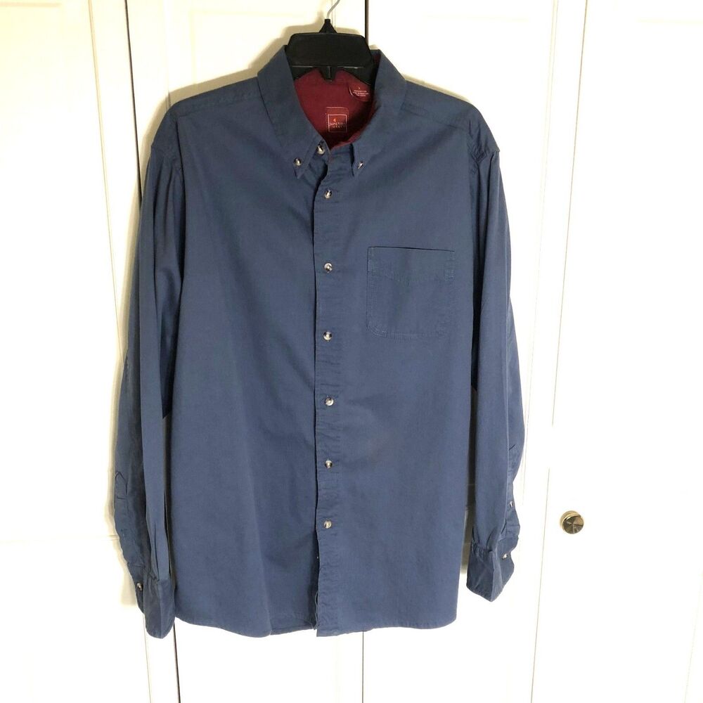 Junction West Men's L Blue Long Sleeve Button Down Shirt 100% Cotton